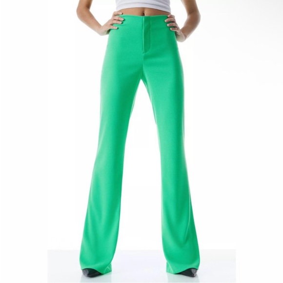 New Alice + Olivia Teeny Flare Pants in Garden Green